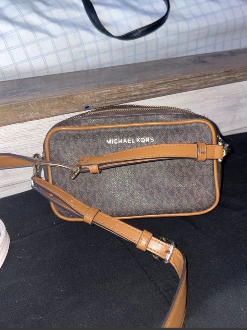 Michael Kors Brown Logo Belt Bag with Tan Trim